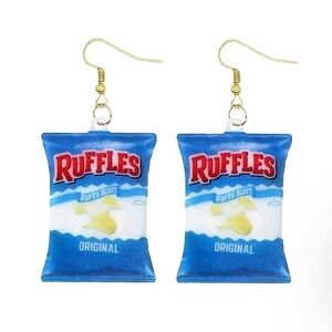 Ruffles Snack Chip Bag Funny Dangle Earrings Acrylic Jewelry